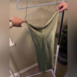 Green Satin mini dress.  Size medium.